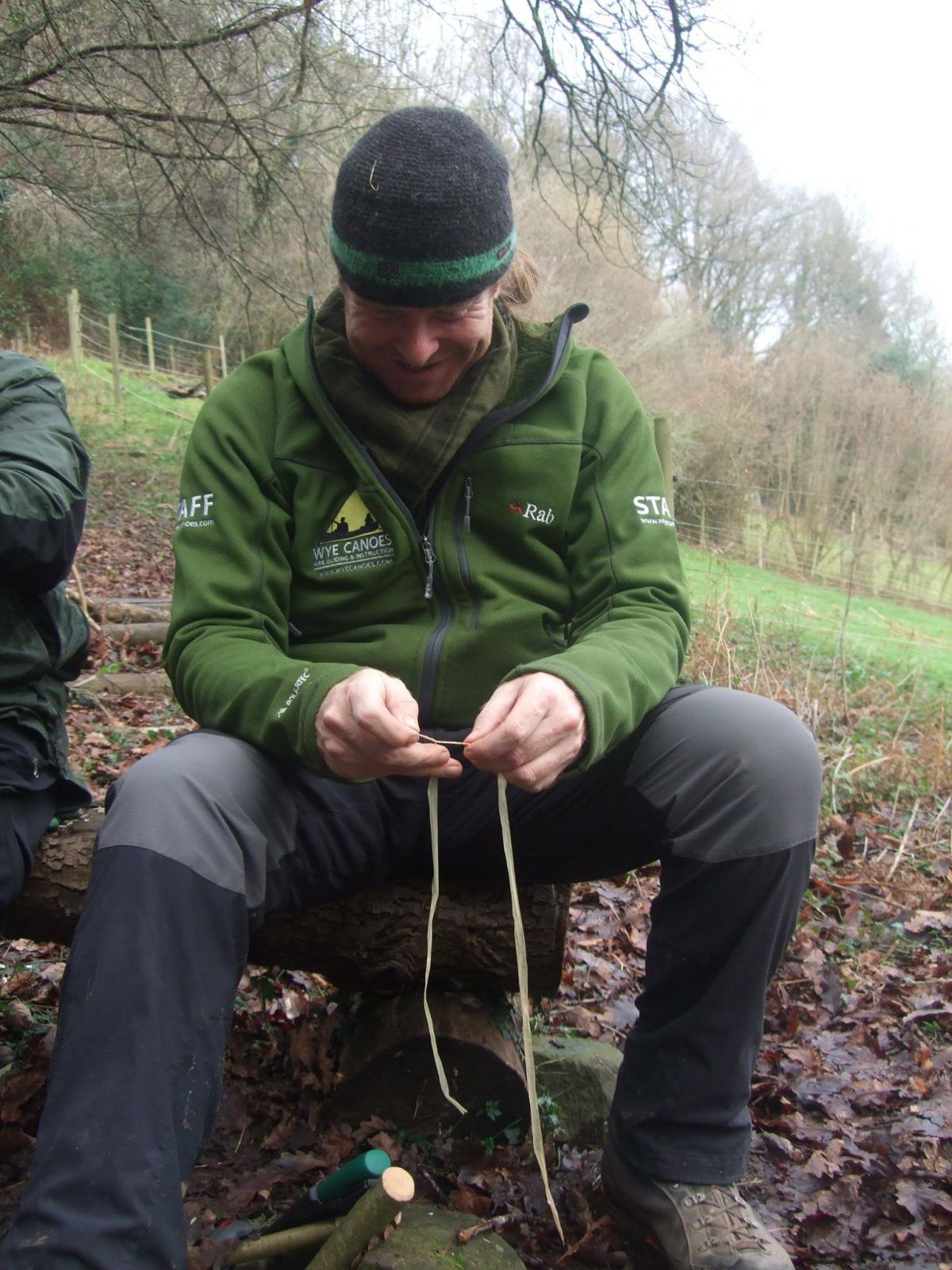 Learning how to make cordage on a bushcraft session.