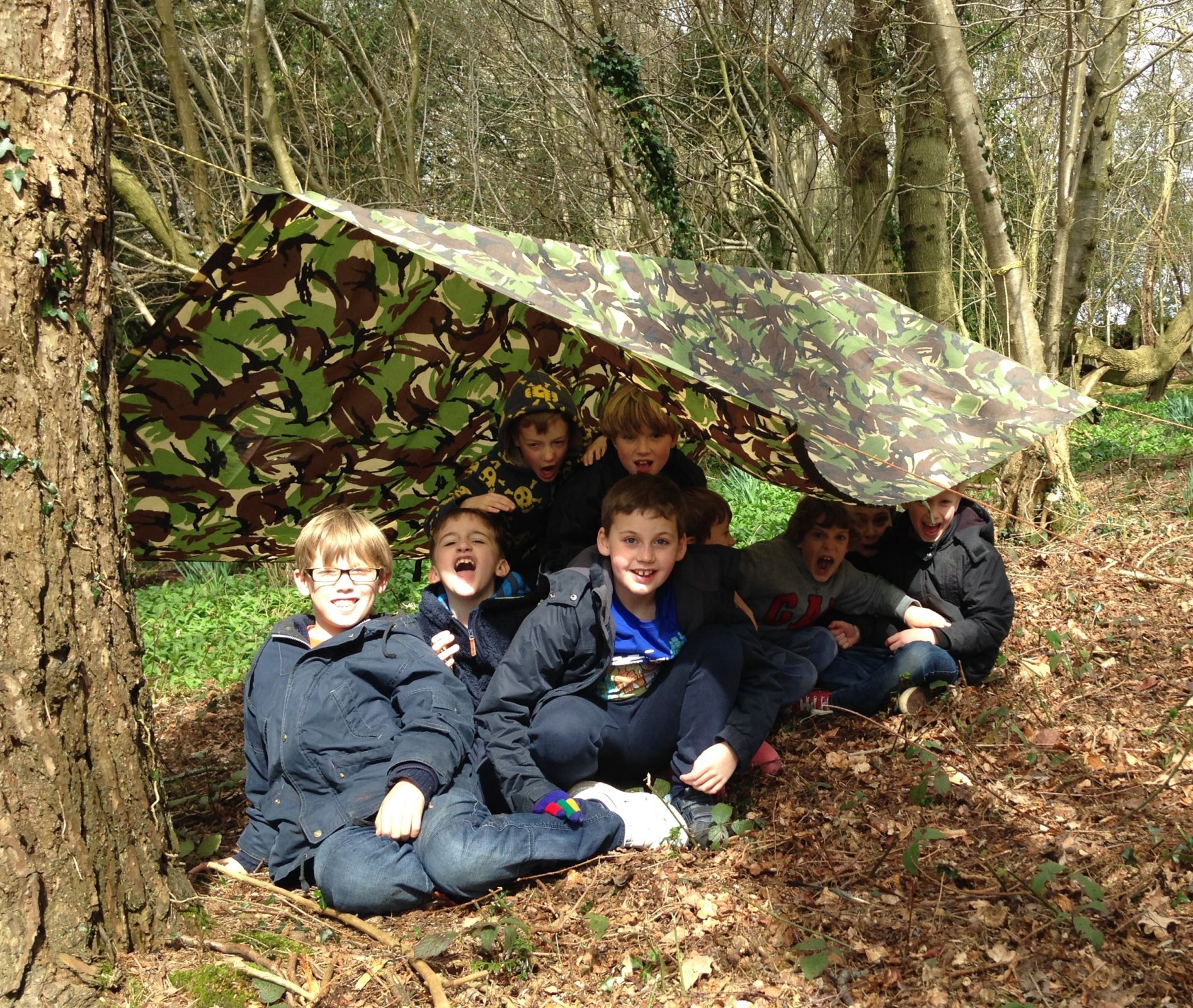 A young bushcraft group.