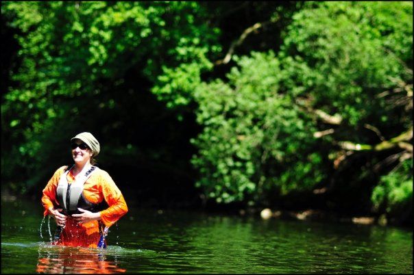 Paddler cooling down in the Wye
